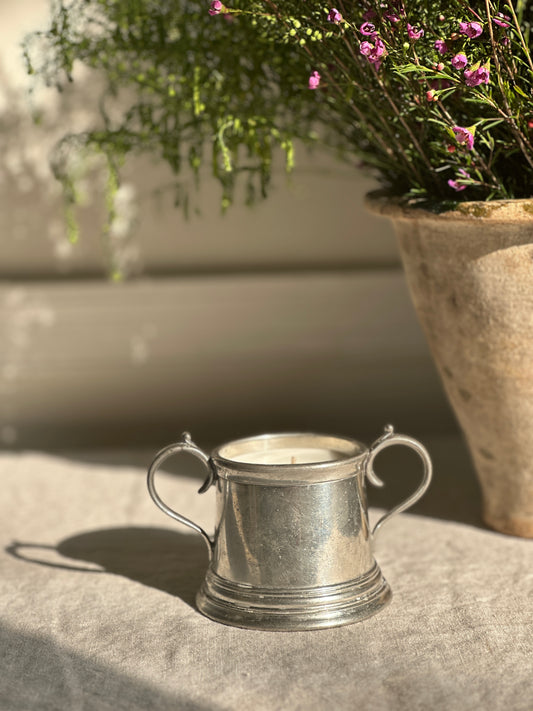 Prefilled - 6 oz Double Handle Pewter Cup