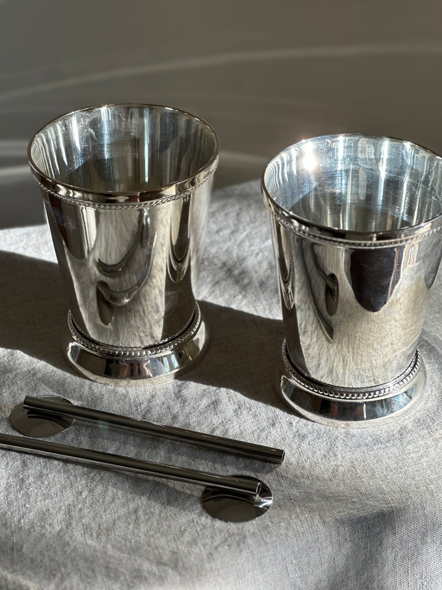 Stainless Steel Mint Julep Cups SET w/ Spoons