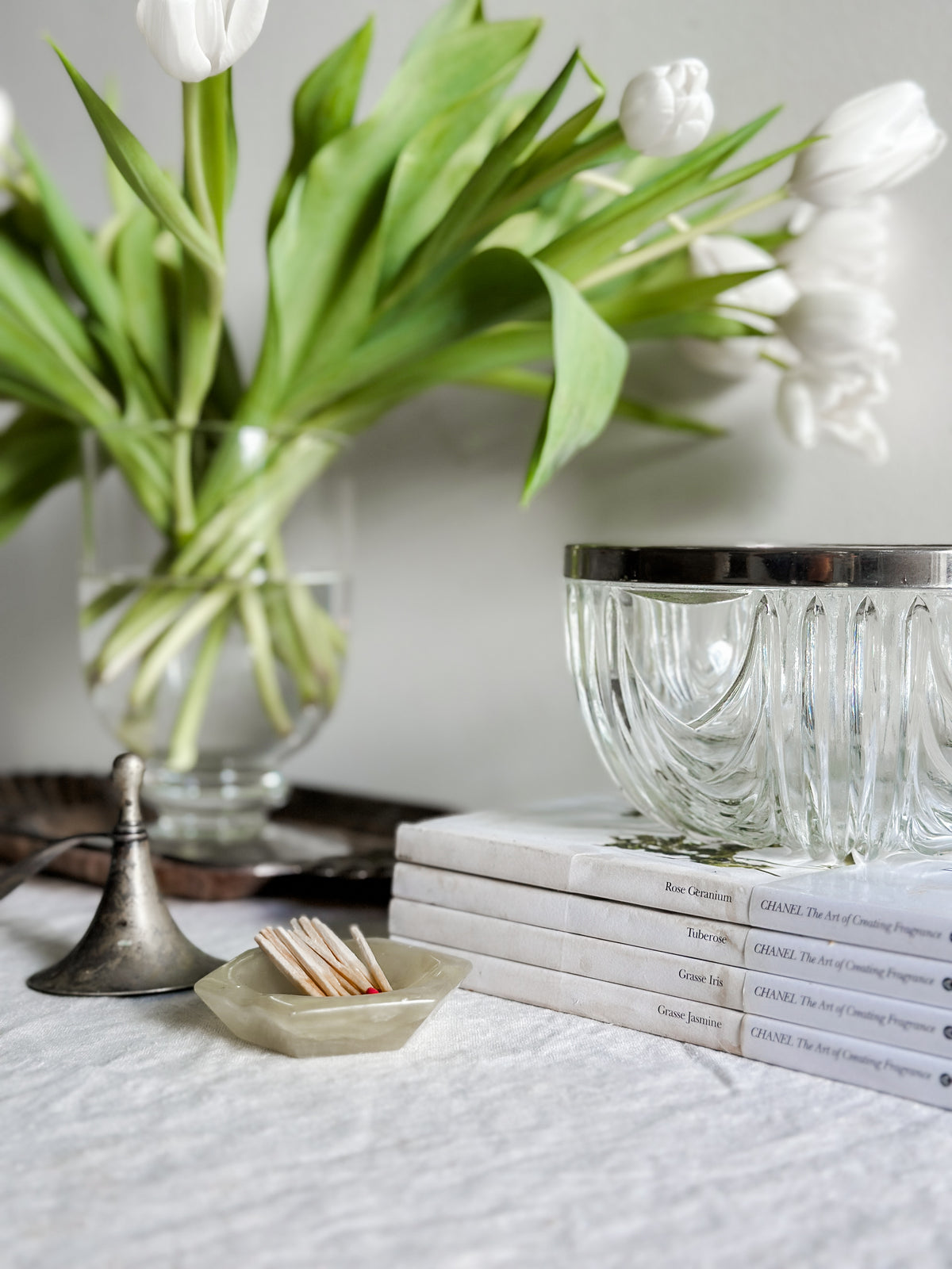 48 oz Clear Glass Swag Bowl w/ Silver Fittings