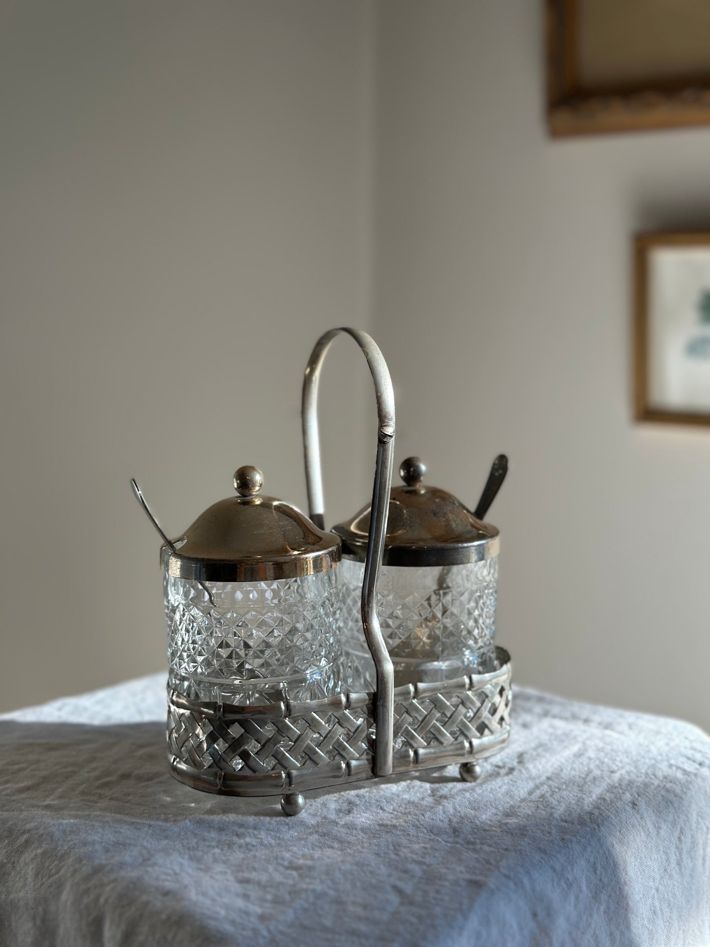16 oz Glass and Silver Toned Jam Caddy