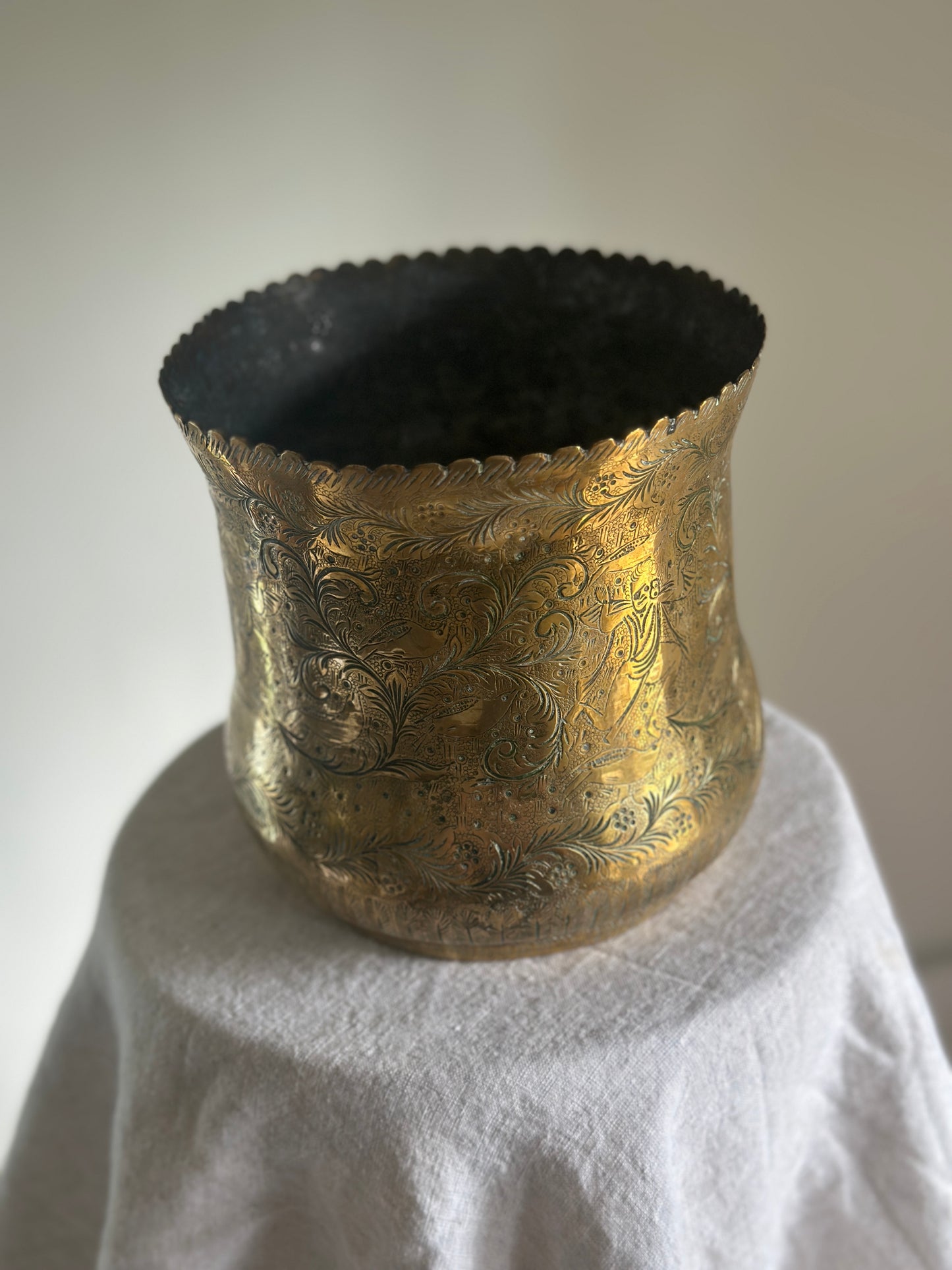 XL Engraved Brass Planter