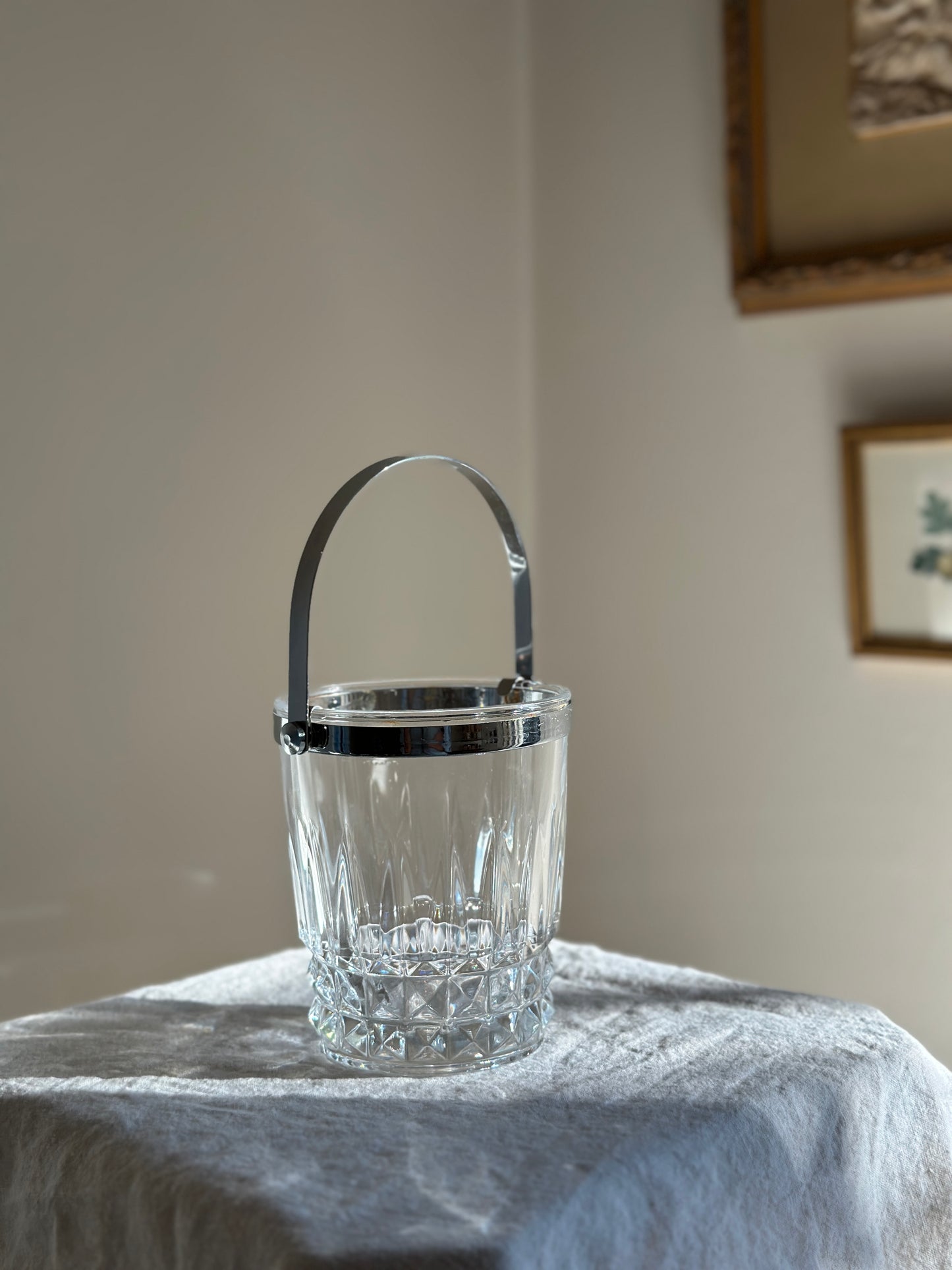 24 oz Crystal and Silver Toned Ice Bucket