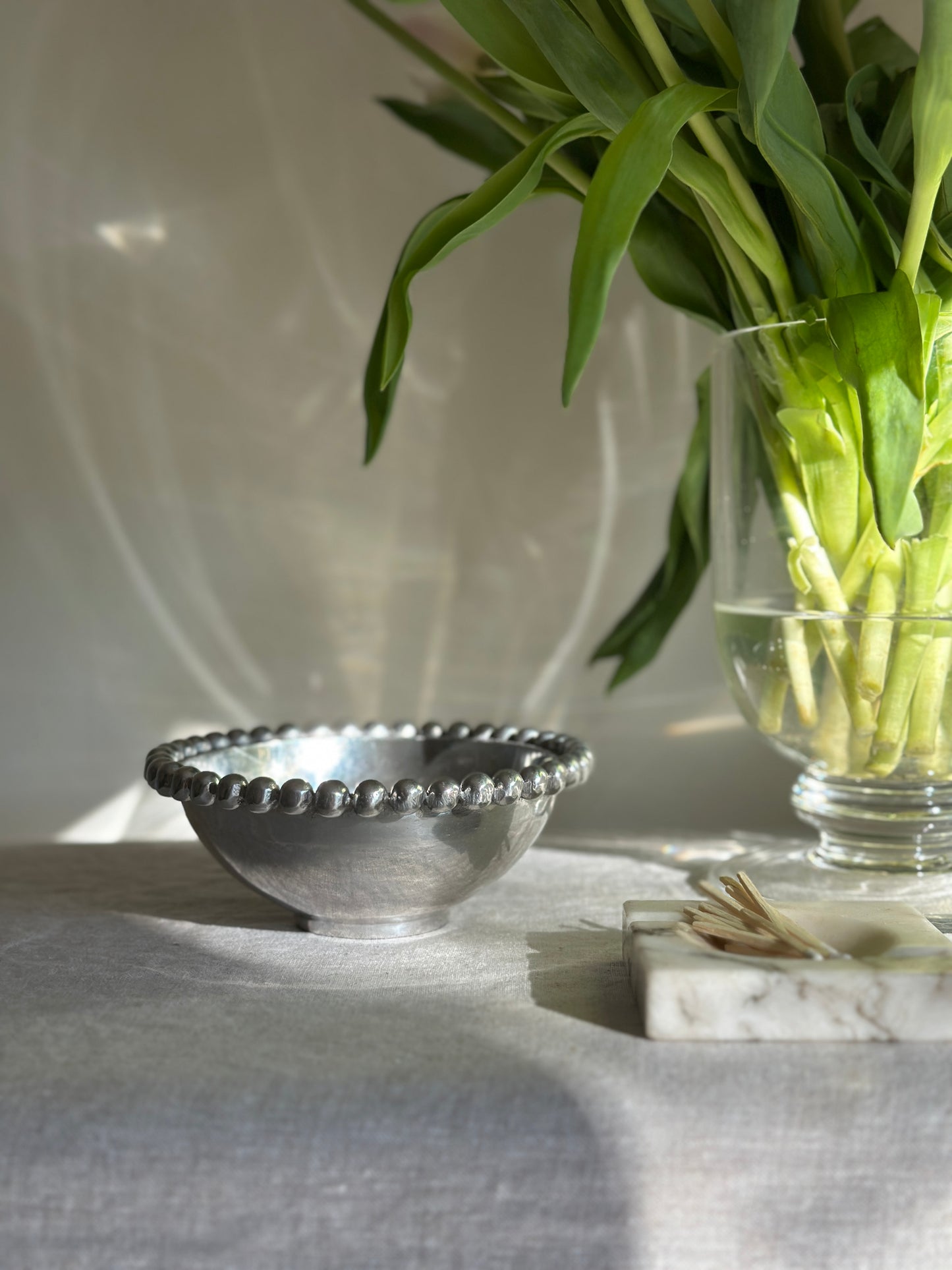 Beaded Silver Toned Bowl (16 oz)