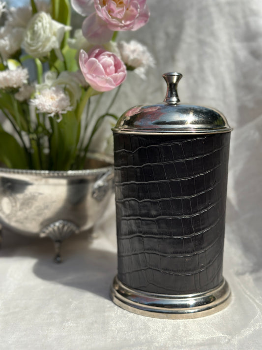 48 oz Stainless Steel Faux Leather Wrapped Canister