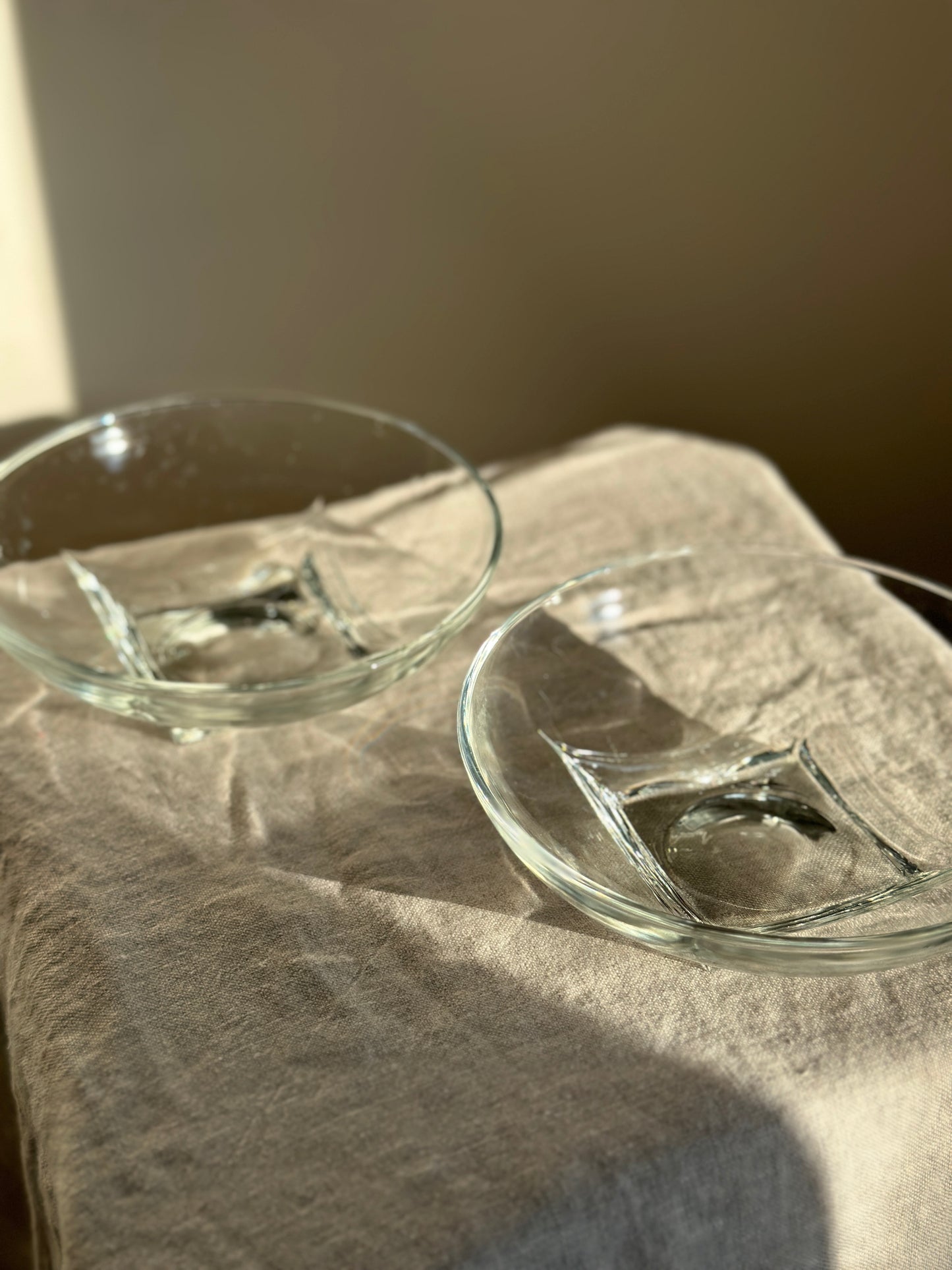 24 oz Fostoria Crystal Bowl w/ Square Base Pair SET
