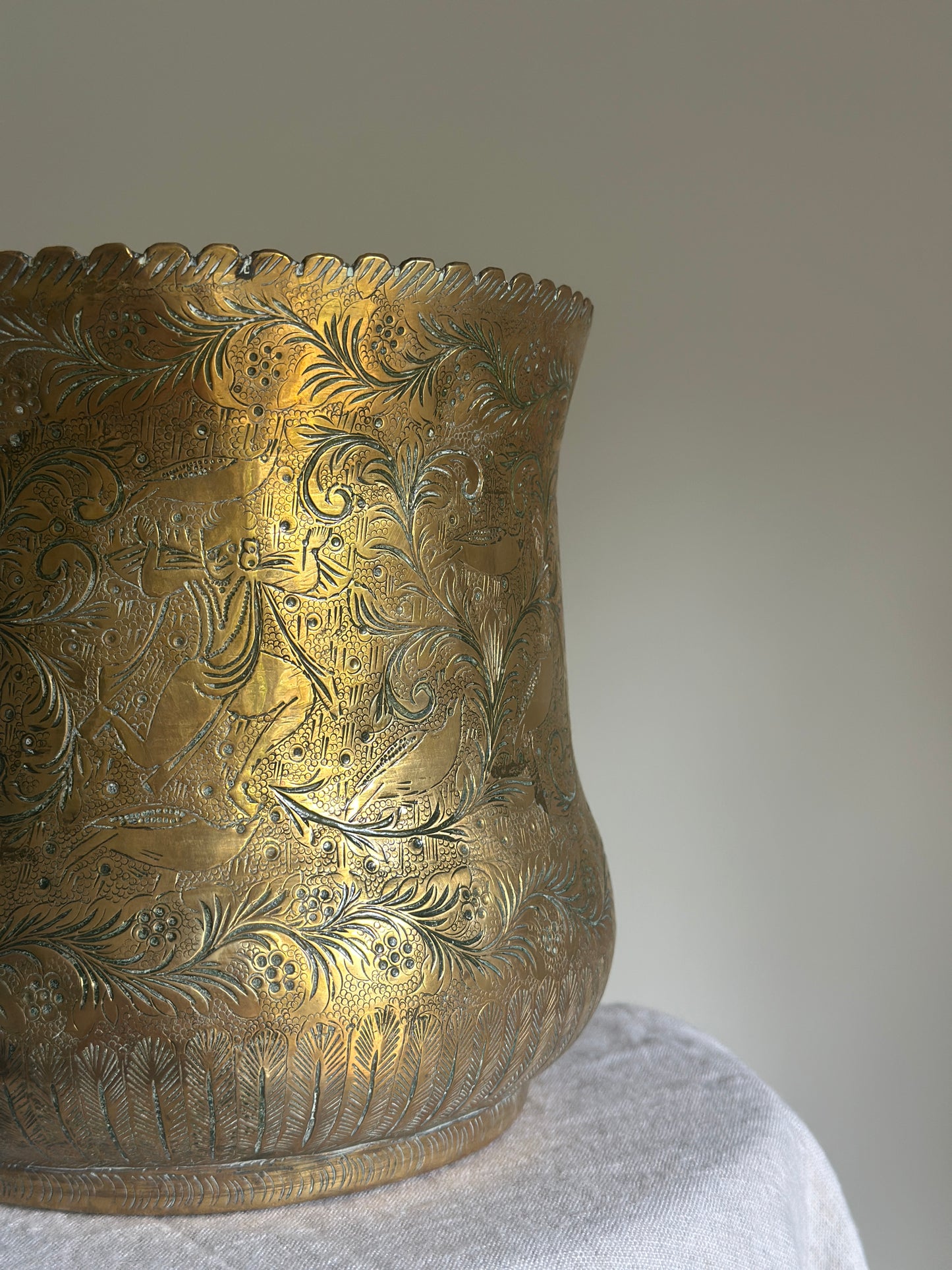 XL Engraved Brass Planter