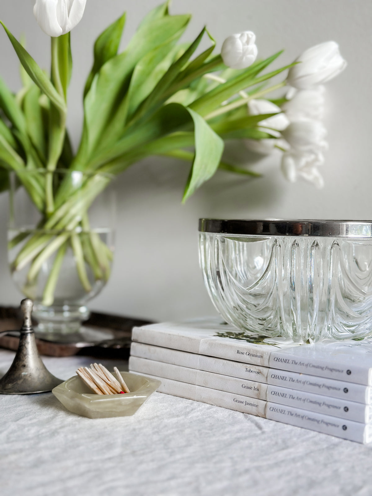 48 oz Clear Glass Swag Bowl w/ Silver Fittings