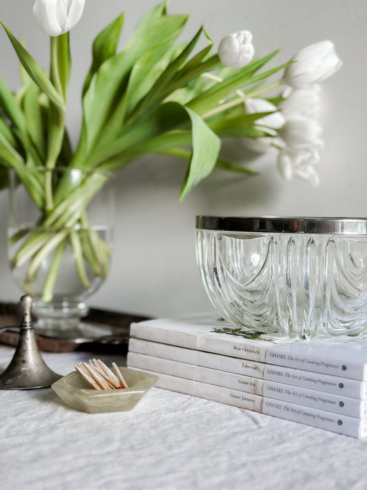 48 oz Clear Glass Swag Bowl w/ Silver Fittings
