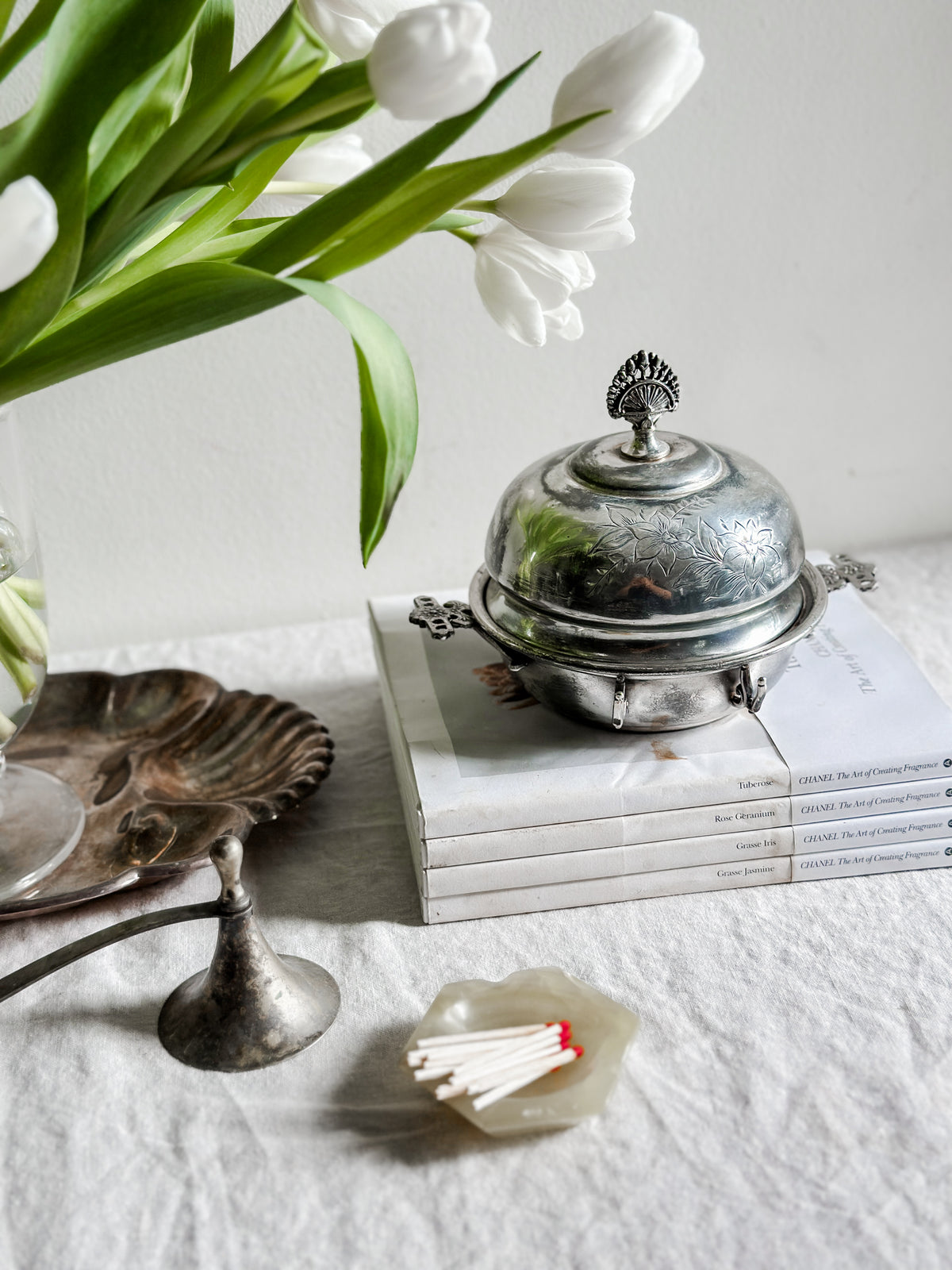 14 oz Patinaed Silver Plate Butter Dish, Belmont Silver Plate Co.
