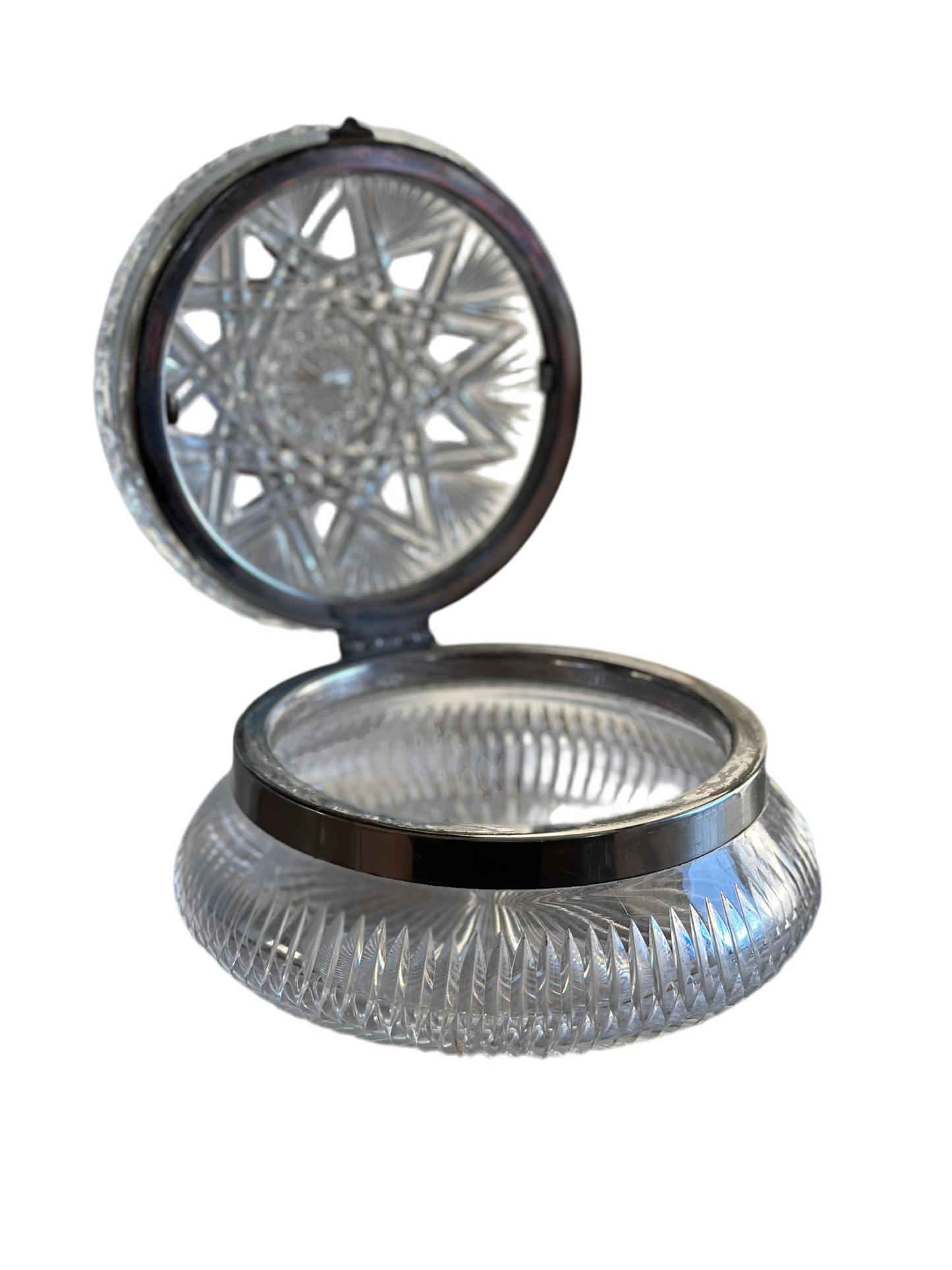 Pair Point Brilliant Cut Glass & Silver Plate Box