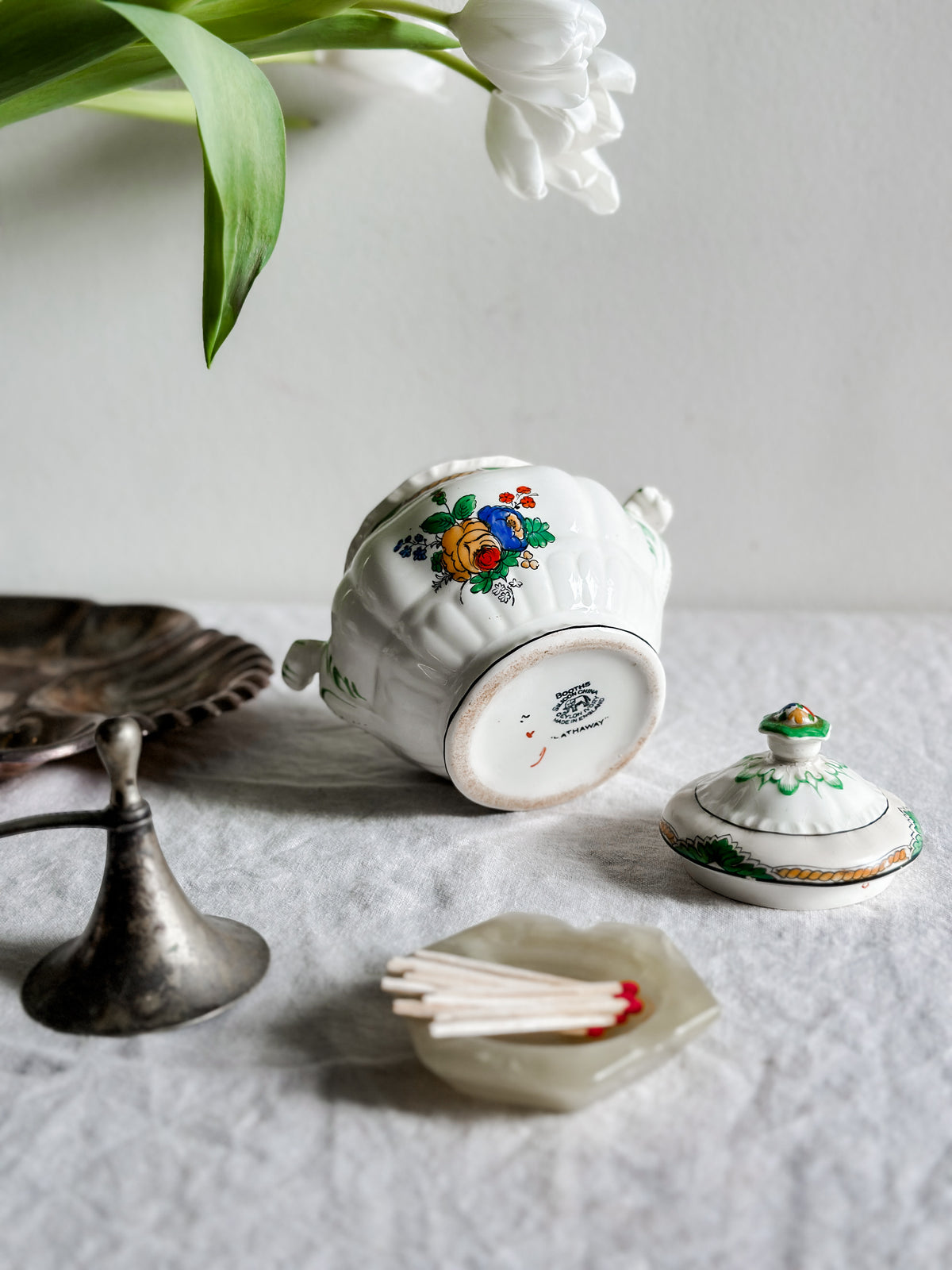 16 oz English Hand-Painted Sugar Jar, Booths