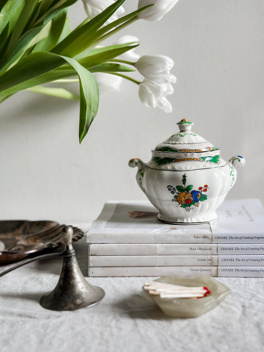 16 oz English Hand-Painted Sugar Jar, Booths
