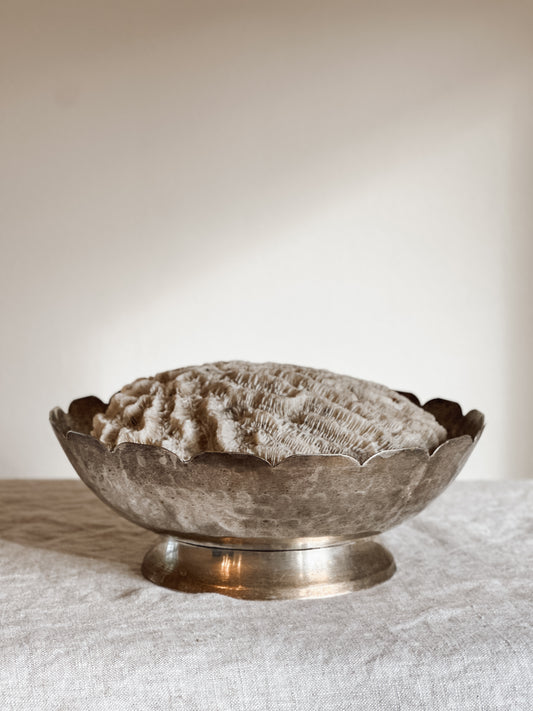 Scalloped/Hammered Silver Plate Bowl (32 oz)
