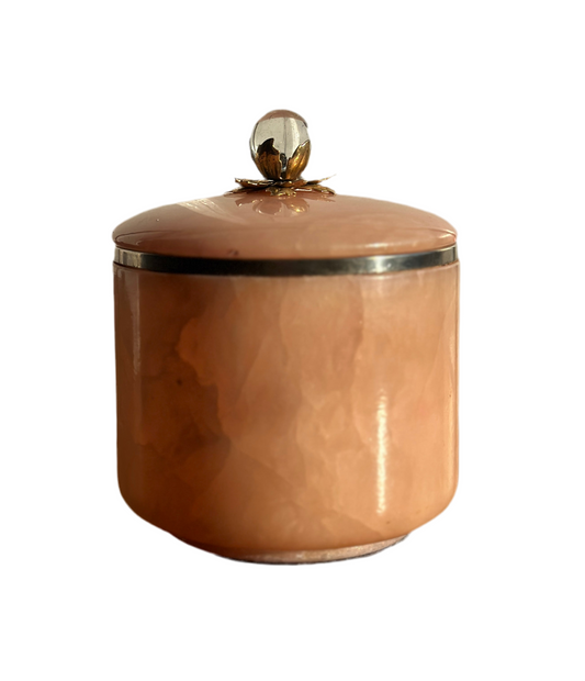 Peach Alabaster Lidded Jar