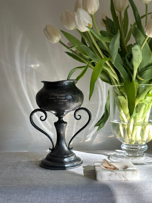 Patinated Silver Plate Tennis Trophy (24 oz)
