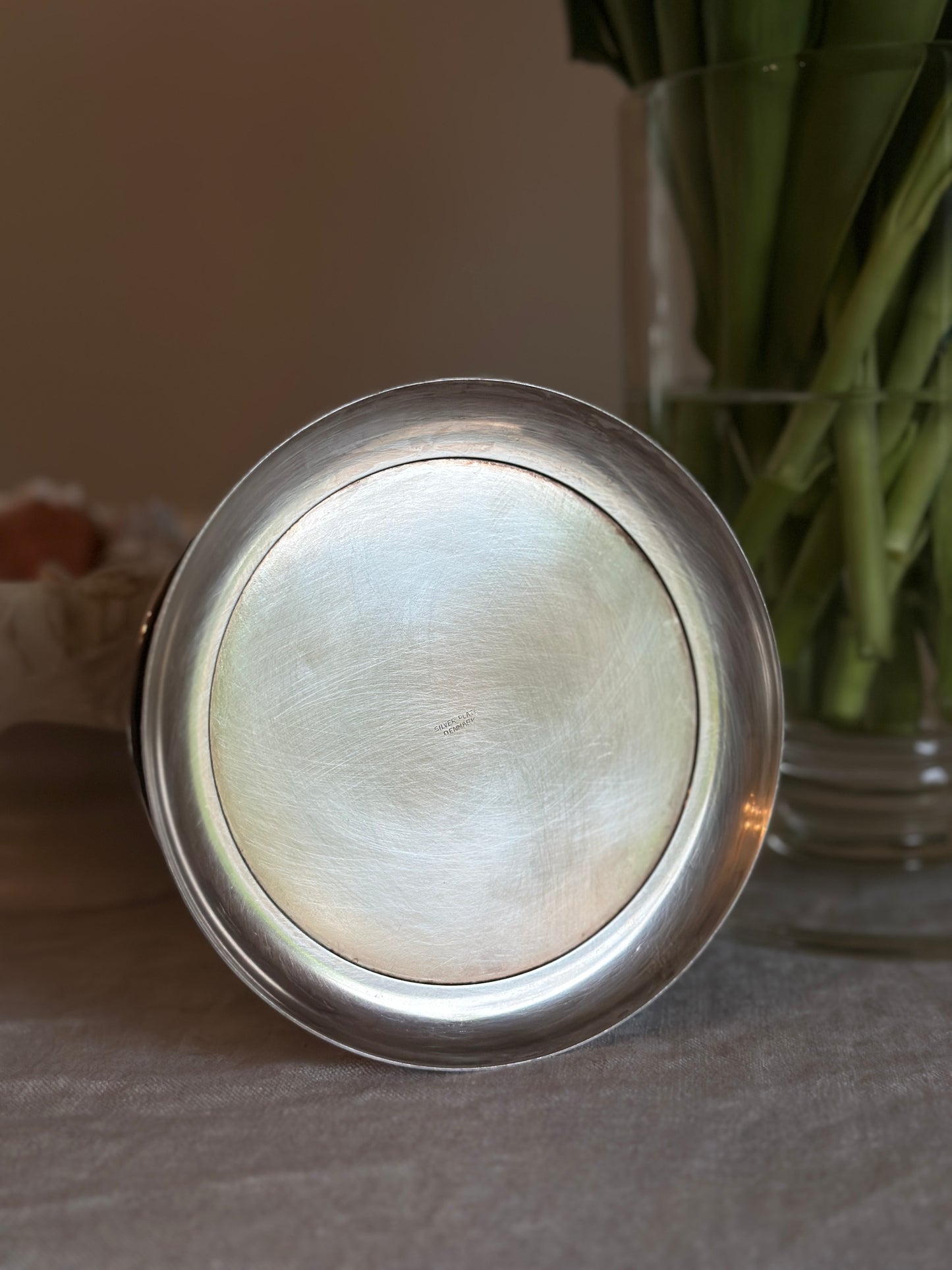 Silver Plate Wine Coaster with Floral Embossing, Denmark (16 oz)