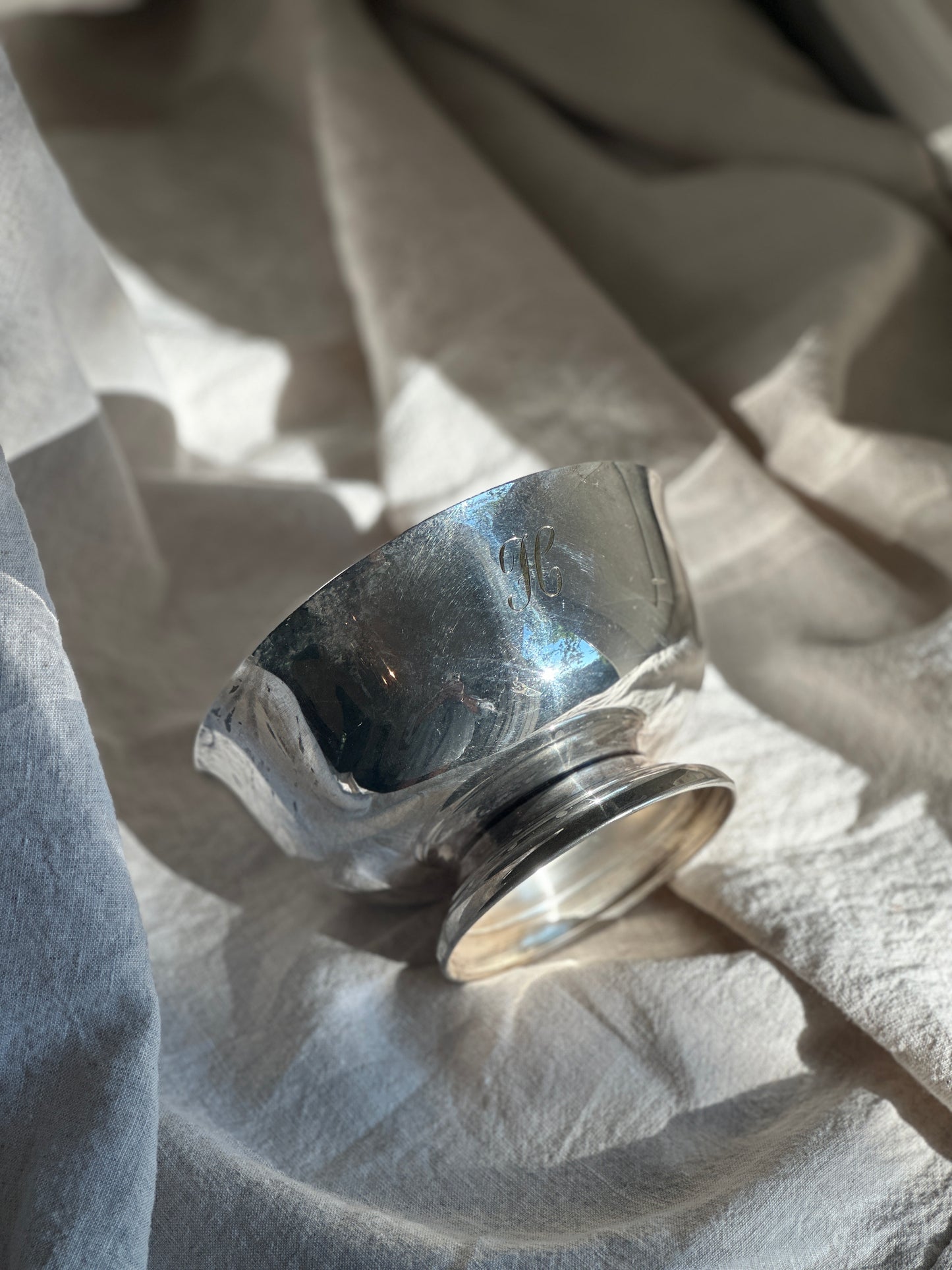 16 oz Silver Plate Bowl, Monogram "H"