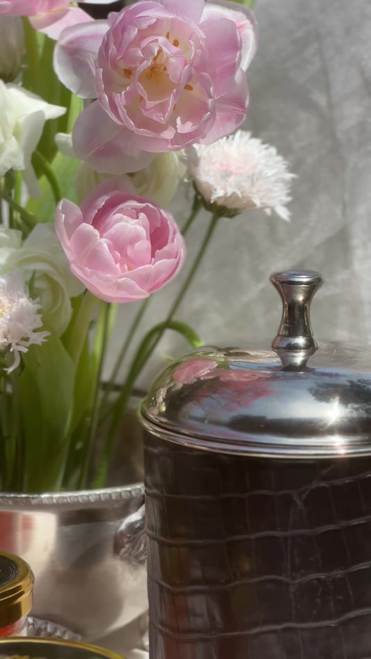 48 oz Stainless Steel Faux Leather Wrapped Canister